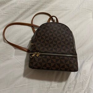 Brown Geometric Pattern Backpack